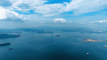 【胶州湾】青岛货轮进港延时航拍