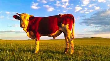 大草原草地牛群马群河流