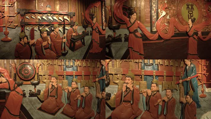 4K荆州博物馆古代壁画雕刻壁画