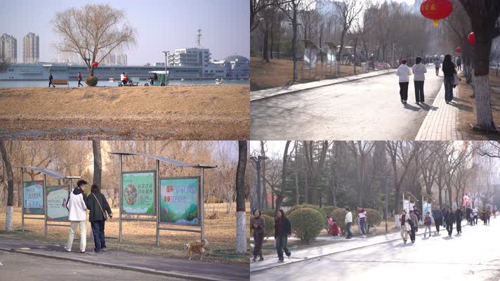 春节逛公园的人群