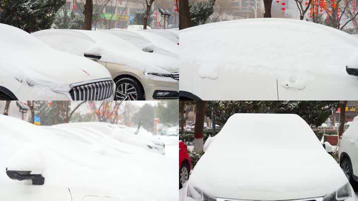 下雪 雪中停放的汽车 户外 冬天 雪中 车窗
