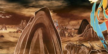 敦煌飞天莫高窟流沙漠风吹沙舞蹈背景视频