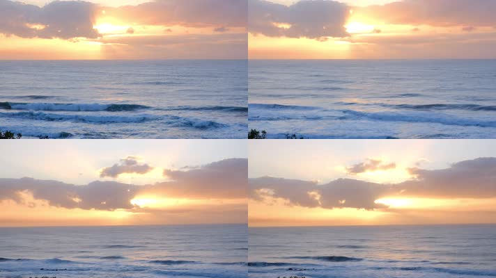 4K实拍海边日出日落海浪