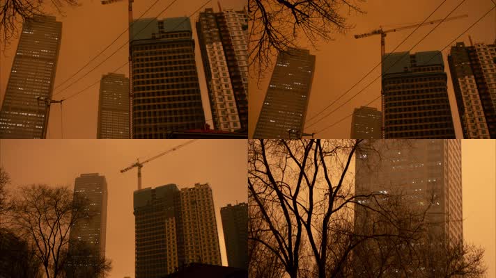 沙尘暴天气北方沈阳高楼建筑