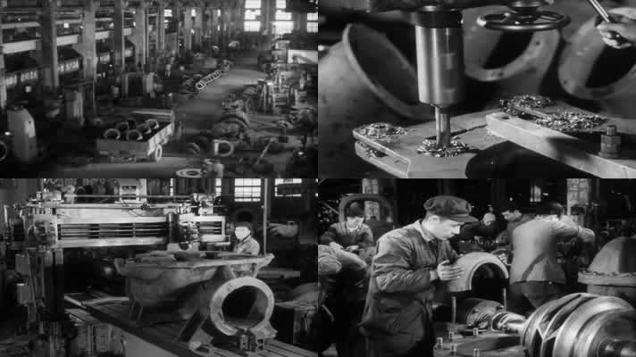 60年代工厂生产电机马达影像