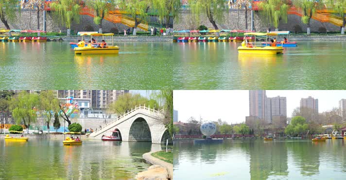 公园 滕州 荆河公园 划船 坐船 休闲 游玩 