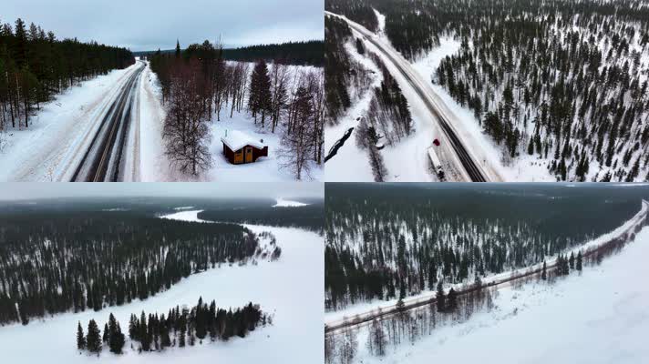 4K航拍北欧芬兰冰雪最美风光