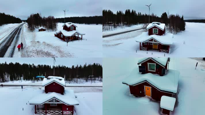 4K航拍北欧芬兰雪景风光