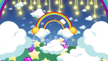 卡通夜晚星星彩虹