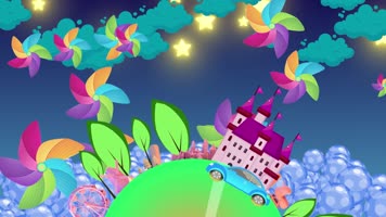 卡通夜晚城堡星星