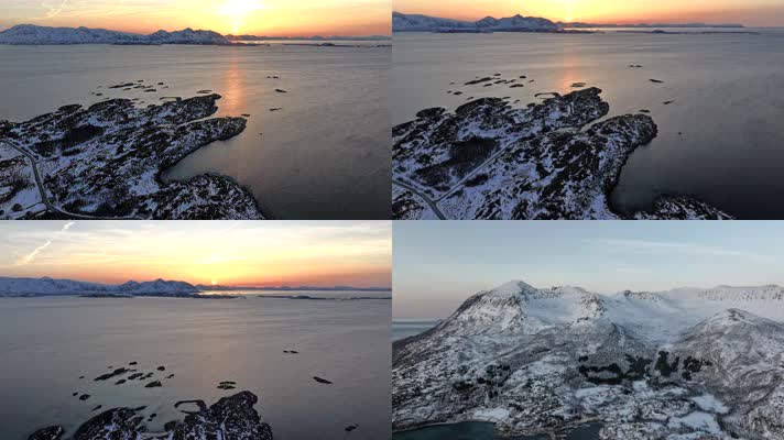 4K延时航拍挪威塞尼亚岛落日自然美景