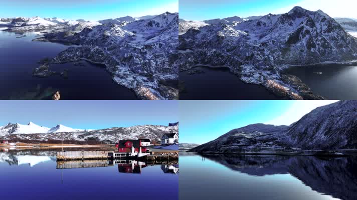 4K航拍挪威塞尼亚岛雪景之美