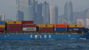 青岛全景繁忙的贸易港口