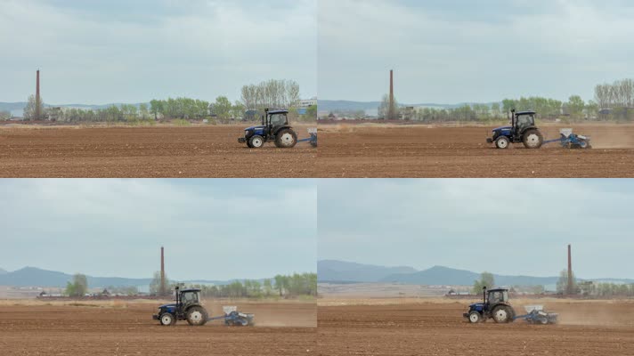 耕种犁地播种拖拉机机械化农业