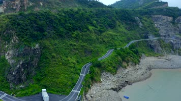 「有版权」原航拍台州玉环1号公路风力