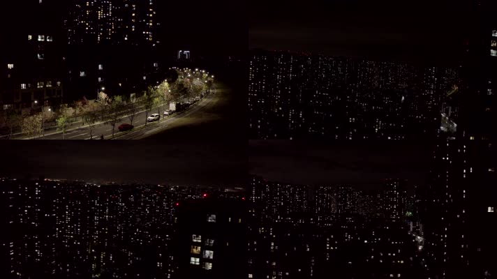 「有版权」航拍高端小区夜景4K