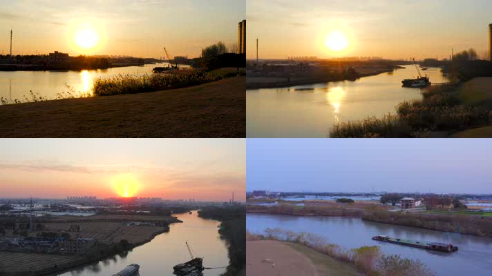「有版权」航拍大运河黄昏4K