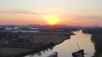 「有版权」航拍大运河黄昏4K