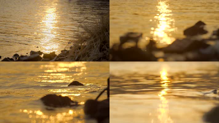 「有版权」傍晚的水面光影4K