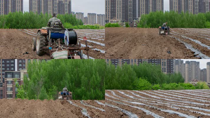 春耕犁地铺地膜拖拉机农业生态环境塑料污染