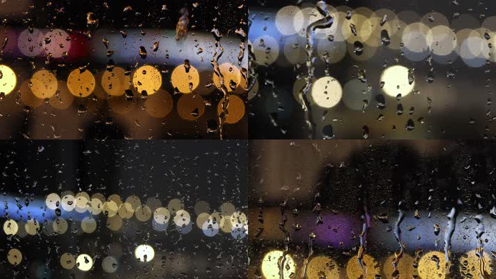 雨天雨夜唯美玻璃雨滴合集