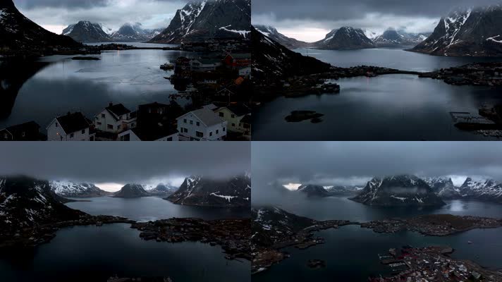 4K航拍挪威罗弗敦群岛风景