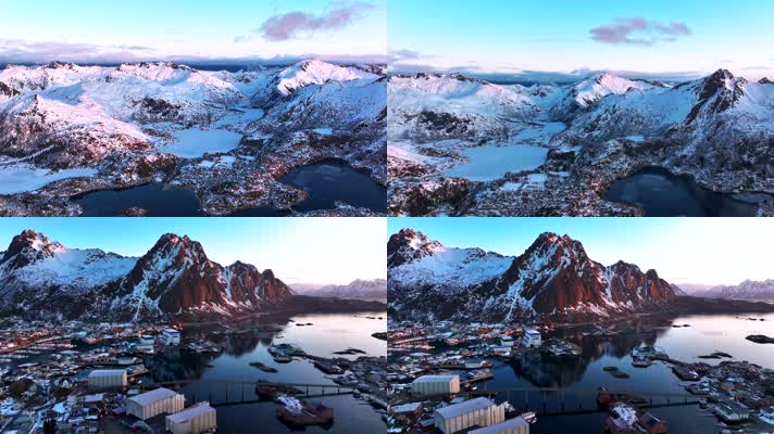 4K延时航拍挪威斯沃尔韦尔清晨风景
