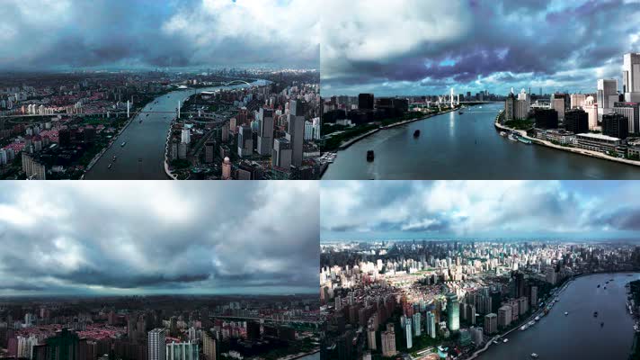 4K航拍上海城市风光自然美景