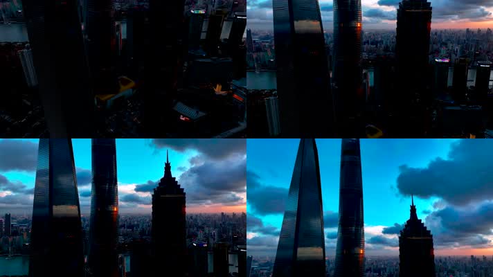 4K航拍上海城市夜景无限风光
