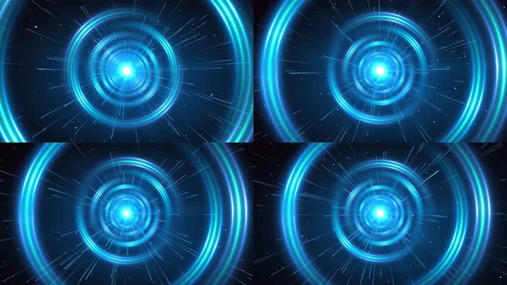 4K蓝色光圈隧道视频