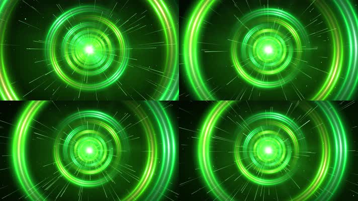 4K绿色光圈隧道视频