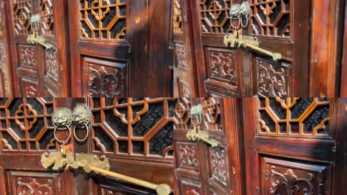 传统古风自然质朴木窗门锁