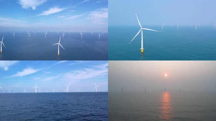 4K海上风力发电场航拍