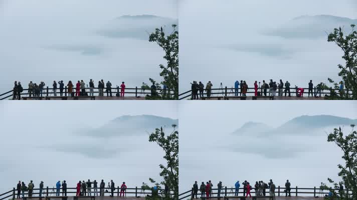 一群摄影人在云海景区创作
