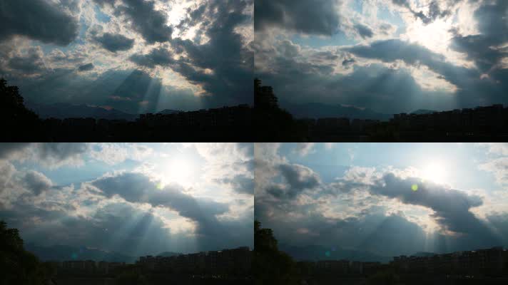耶稣光云层盖过光束十分壮观