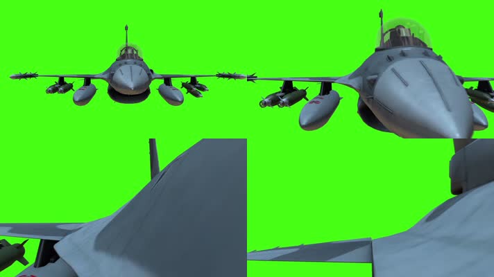 战斗飞机飞过绿幕素材