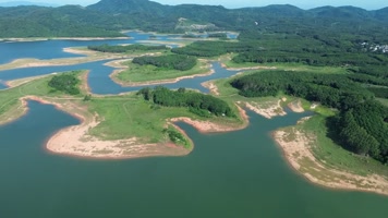 航拍海南松涛水库风光