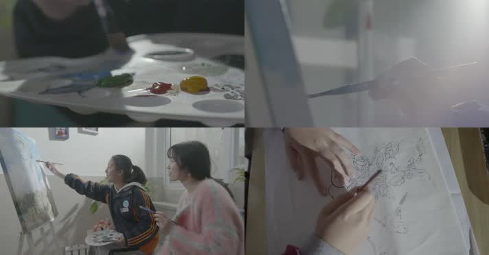 学生画画美术课绘画
