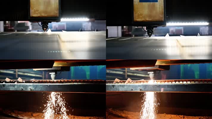 原声激光切割机切割钢板钢花飞溅