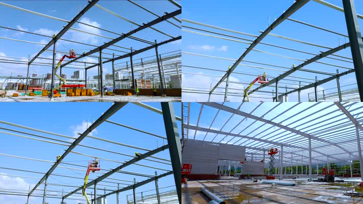 工地 仓库厂房建设 建筑工地 搭建延时