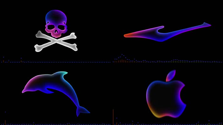 几组动感节奏光影苹果logo展示