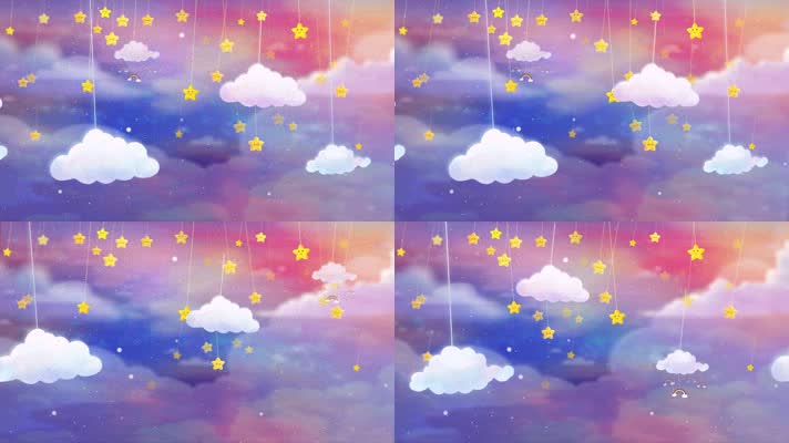 4K星星彩虹云卡通背景AE模板