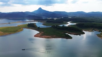航拍海南松涛水库风光视频