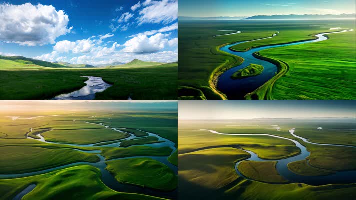 草原河流 草原风光 大好河山 壮丽山河