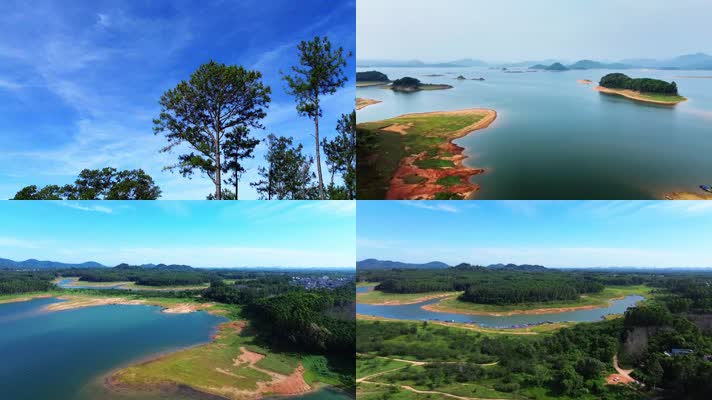 航拍海南儋州松涛水库风光视频
