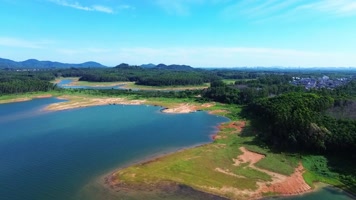 航拍海南儋州松涛水库风光视频