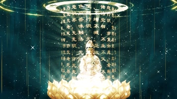 金光闪闪观世音菩萨莲花座宝相心经环绕 金光闪闪观世音菩萨莲花座宝相心经环绕