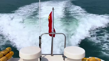 国庆 海上红旗 船上国旗飘扬