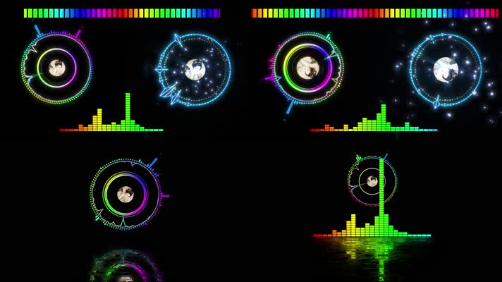4组炫彩音谱音频可视化波形