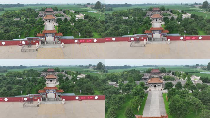 DJI_05214K航拍名胜古迹寺庙大门全景